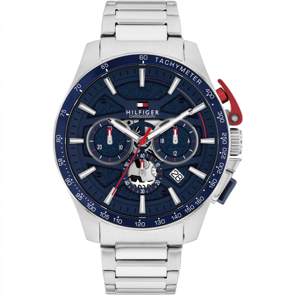 Tommy Hilfiger Men's Bank Blue Dial Stainless Steel Bracelet Watch