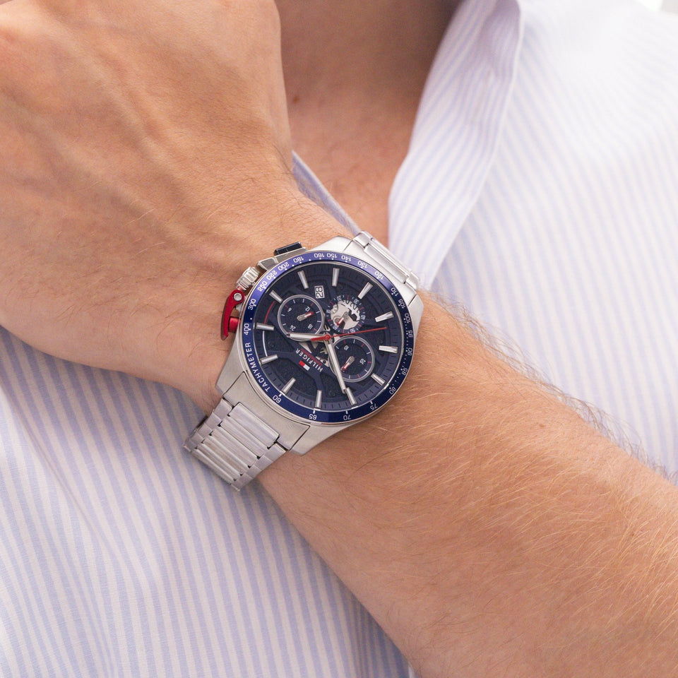 Tommy Hilfiger Men's Bank Blue Dial Stainless Steel Bracelet Watch