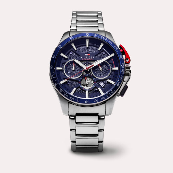 Tommy Hilfiger Men's Bank Blue Dial Stainless Steel Bracelet Watch