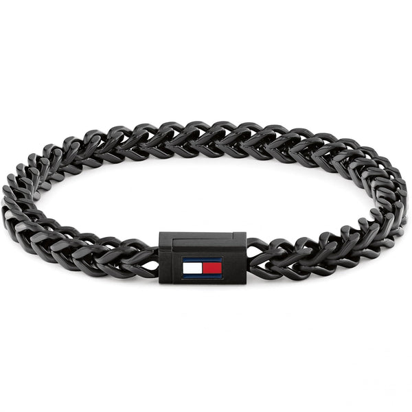 Tommy Hilfiger Men's Black Braided Stainless Steel Bracelet
