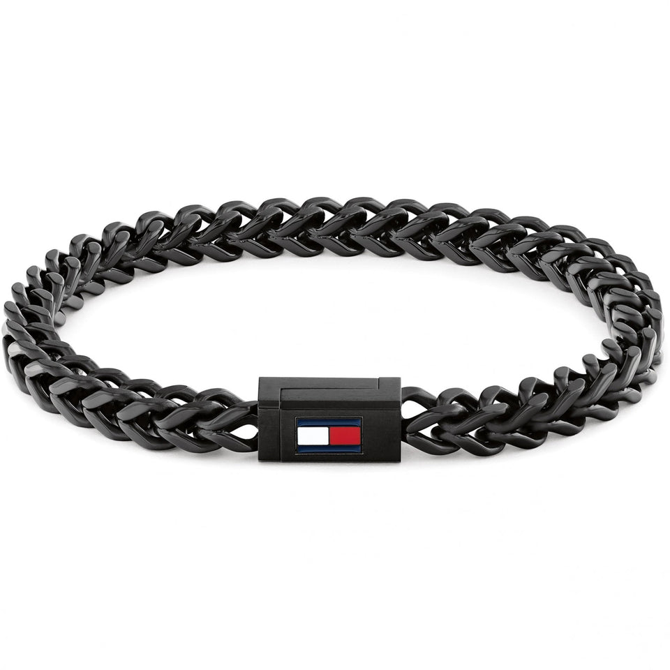Tommy Hilfiger Men's Black Braided Stainless Steel Bracelet