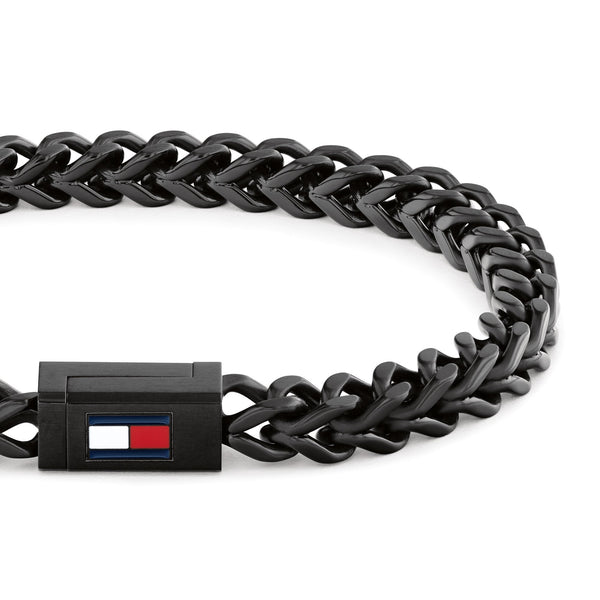 Tommy Hilfiger Men's Black Braided Stainless Steel Bracelet