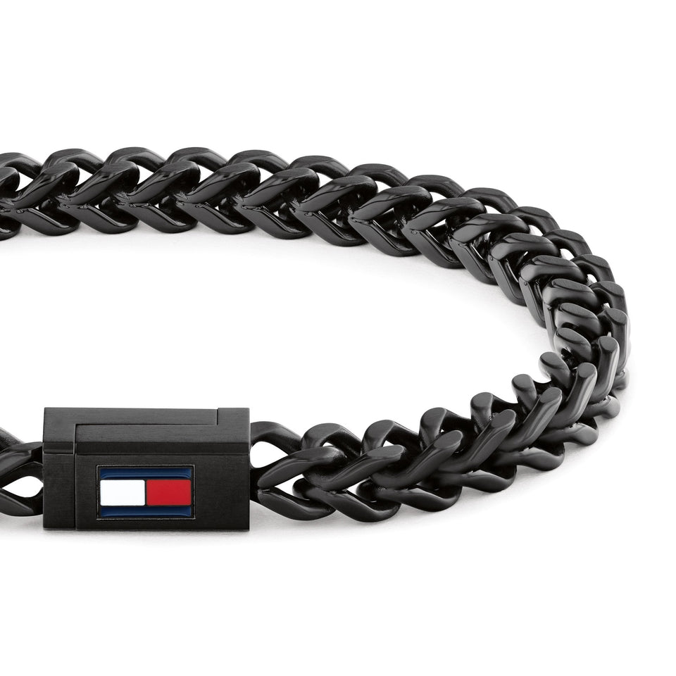 Tommy Hilfiger Men's Black Braided Stainless Steel Bracelet