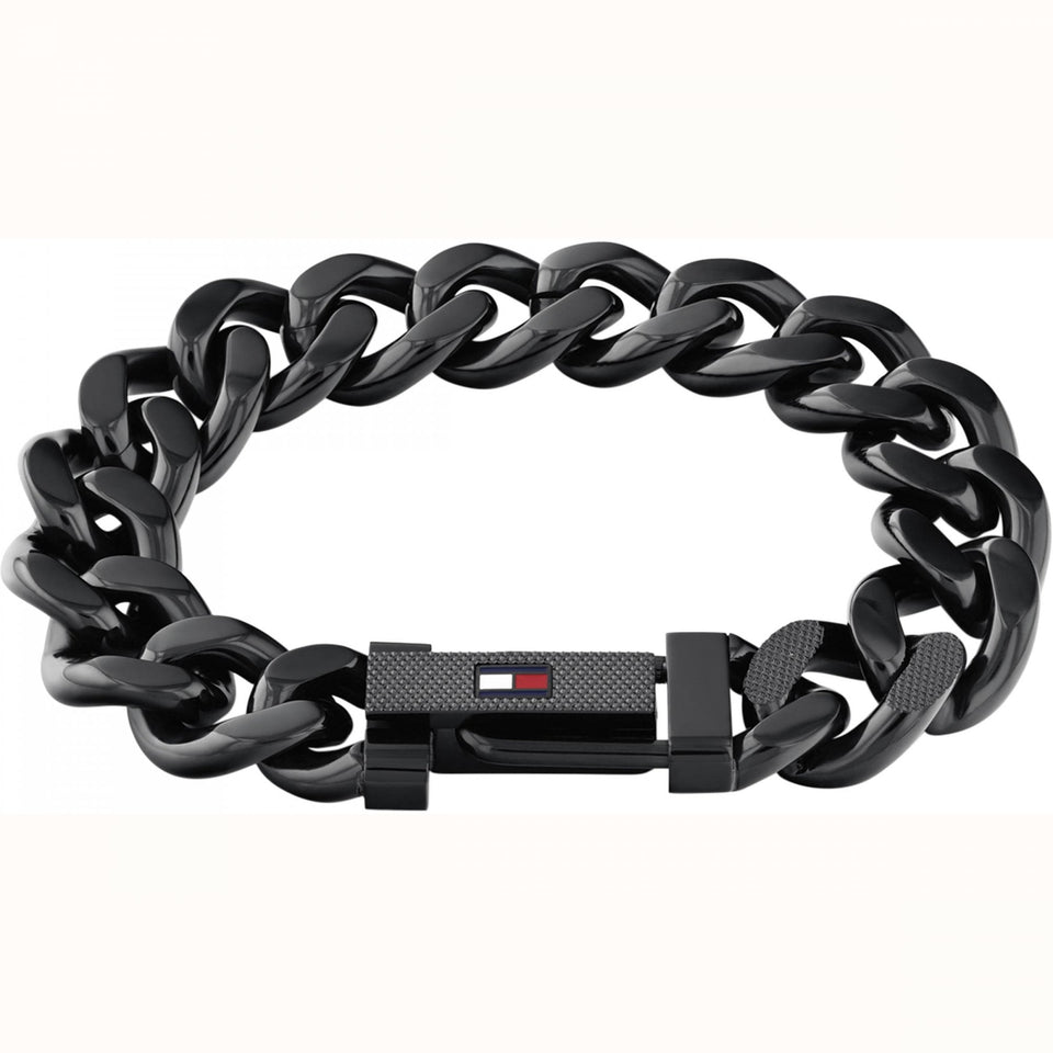 Tommy Hilfiger Men's Black Stainless Steel Curb Link Bracelet