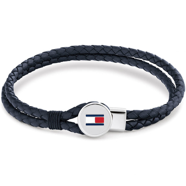 Tommy Hilfiger Men's Bruce Double Layered Blue Leather Bracelet