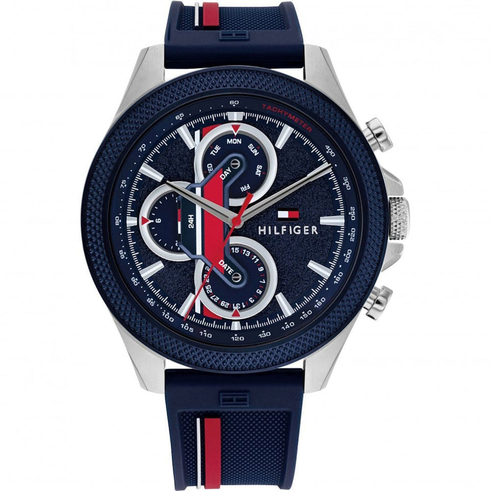 Tommy Hilfiger Men's Clark 46mm Blue Dial Silicone Strap Watch