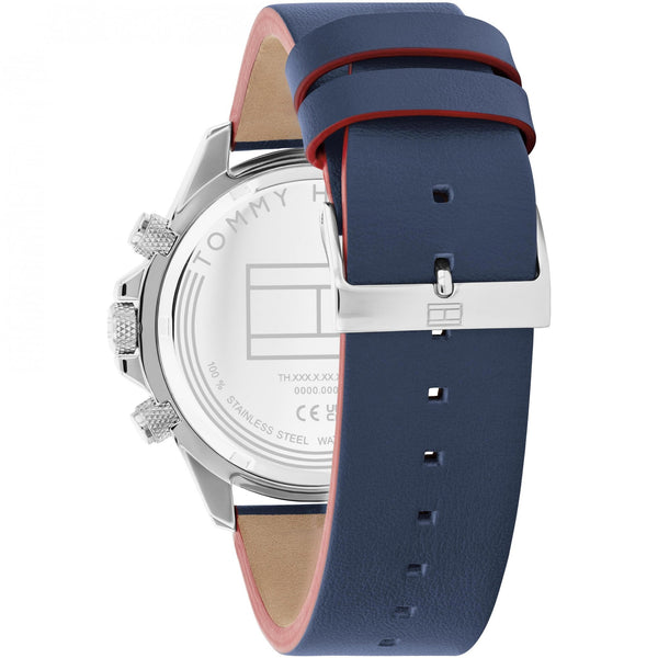 Tommy Hilfiger Men's Clark Blue Dial 44mm Leather Strap Watch