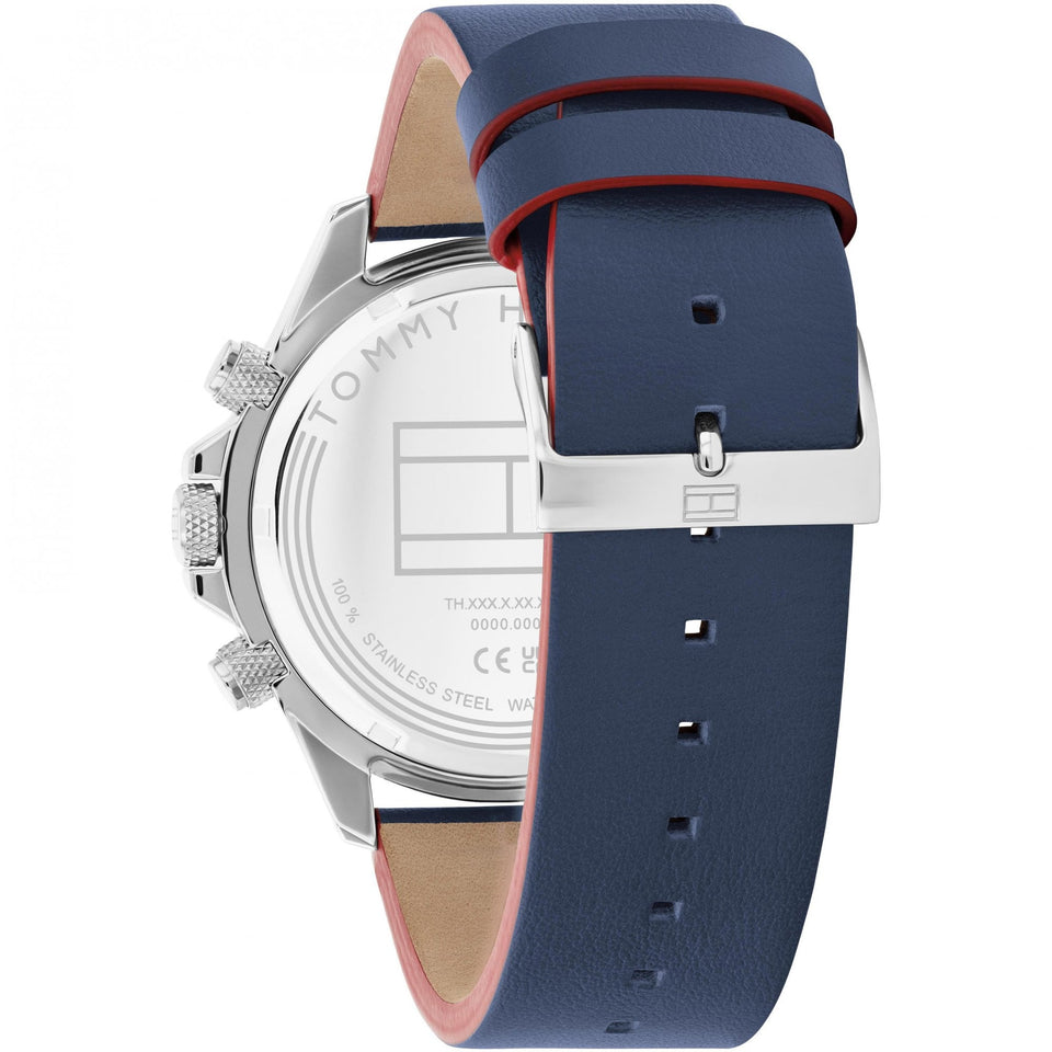 Tommy Hilfiger Men's Clark Blue Dial 44mm Leather Strap Watch