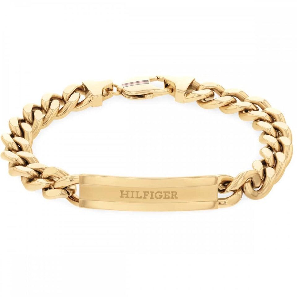 Tommy Hilfiger Men's Clash Gold Plated ID Logo Bracelet