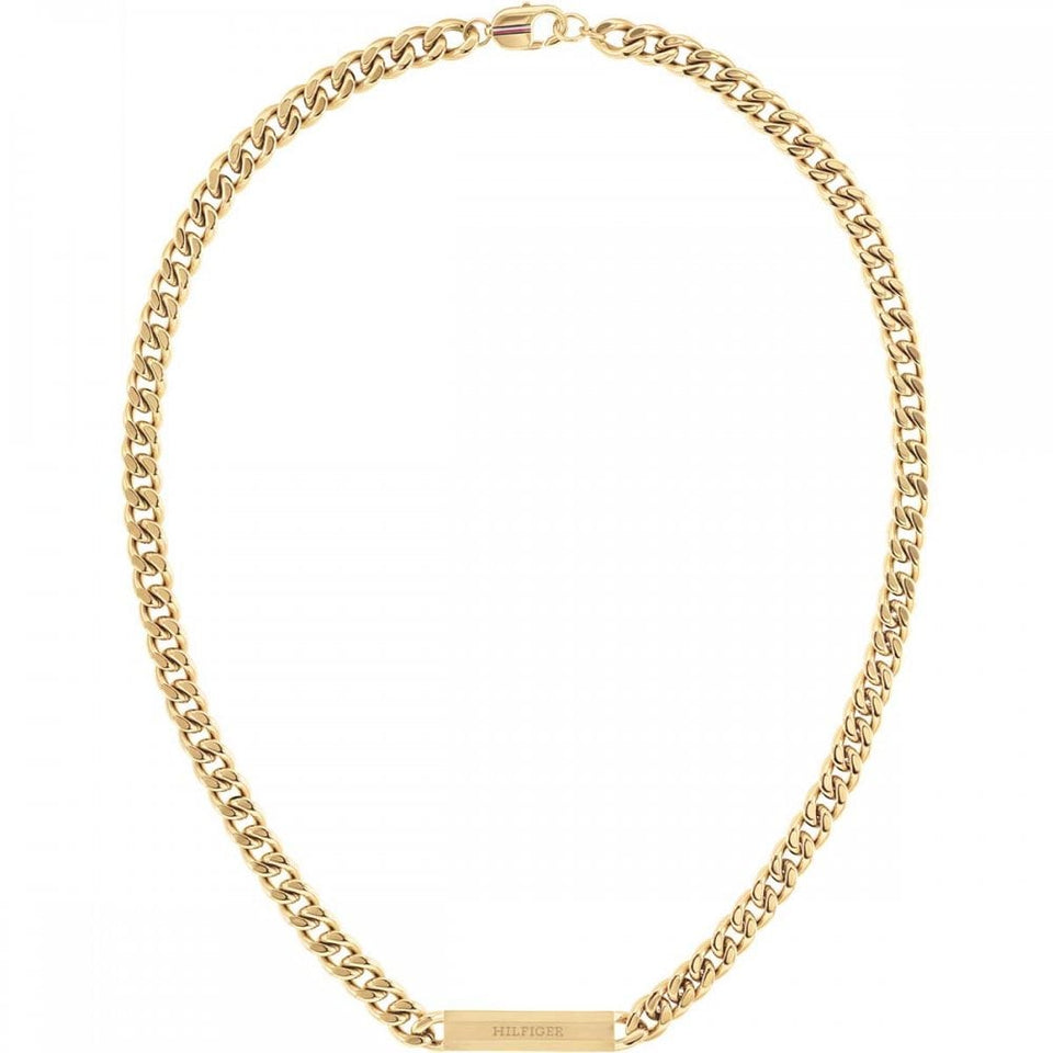 Tommy Hilfiger Men's Clash Gold Plated ID Logo Necklace