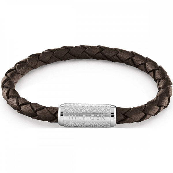 Tommy Hilfiger Men's Explore the Braid Dark Brown Leather Bracelet