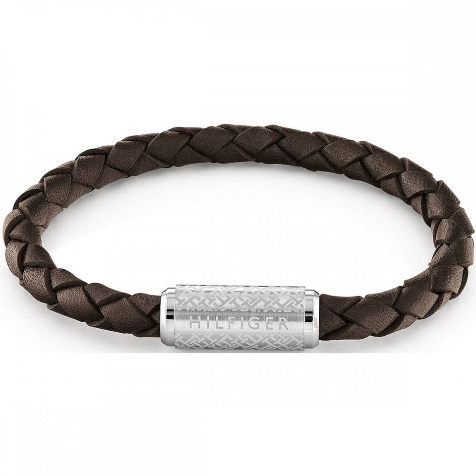 Tommy Hilfiger Men's Explore the Braid Dark Brown Leather Bracelet