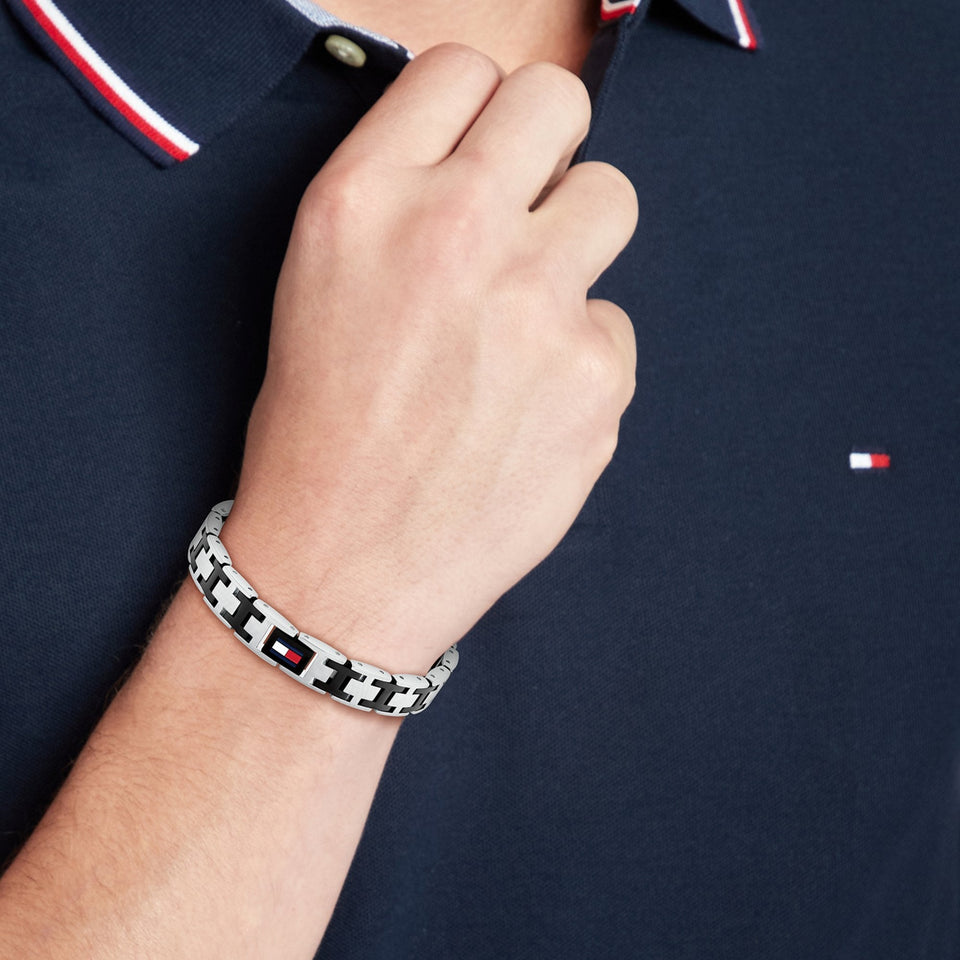 Tommy Hilfiger Men's H-Link Black IP Plated Chain Bracelet