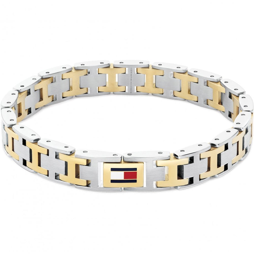 Tommy Hilfiger Men's H-Link Two Tone Gold Plated Chain Bracelet