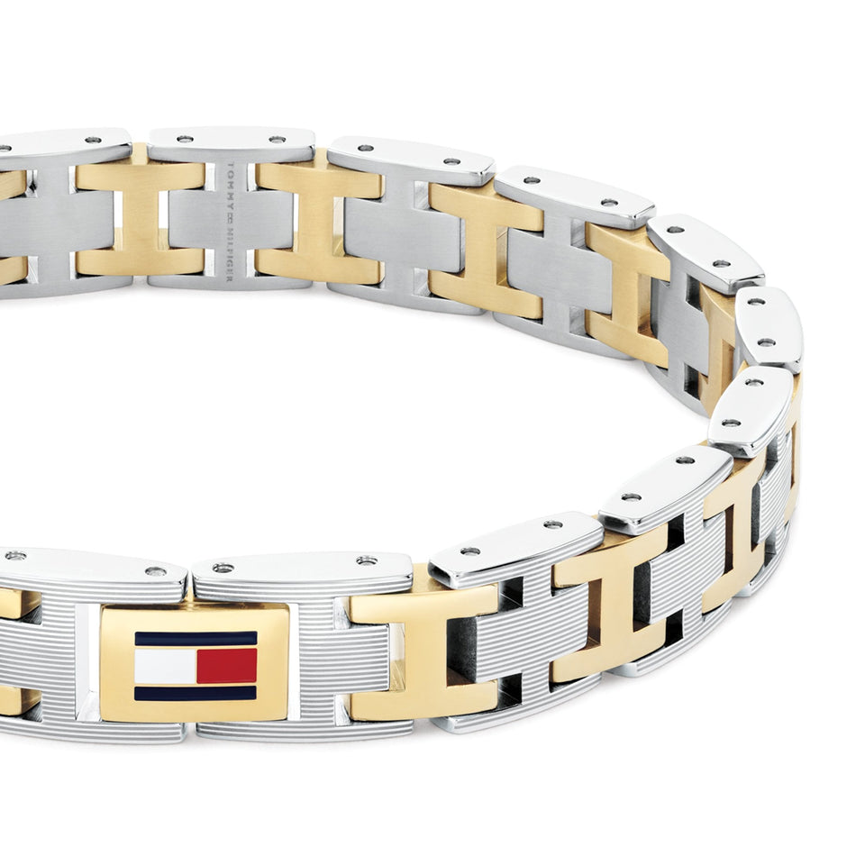 Tommy Hilfiger Men's H-Link Two Tone Gold Plated Chain Bracelet