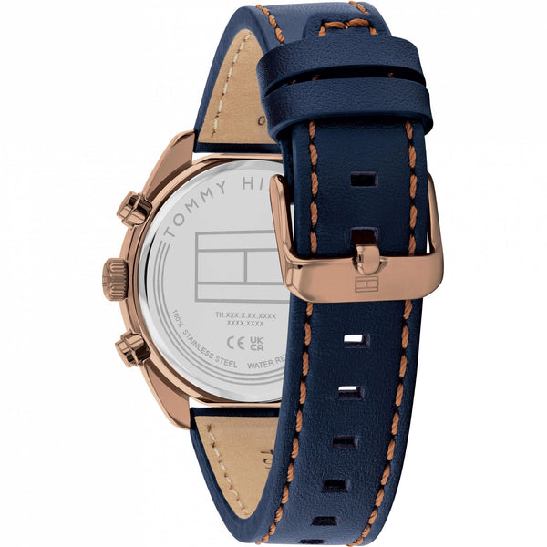 Tommy Hilfiger Men's Hudson Blue Dial 40mm Leather Strap Watch