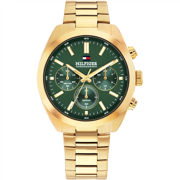 Tommy Hilfiger Men's Hudson Green Dial Gold Plated Watch