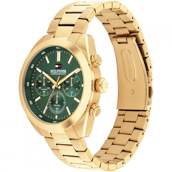 Tommy Hilfiger Men's Hudson Green Dial Gold Plated Watch