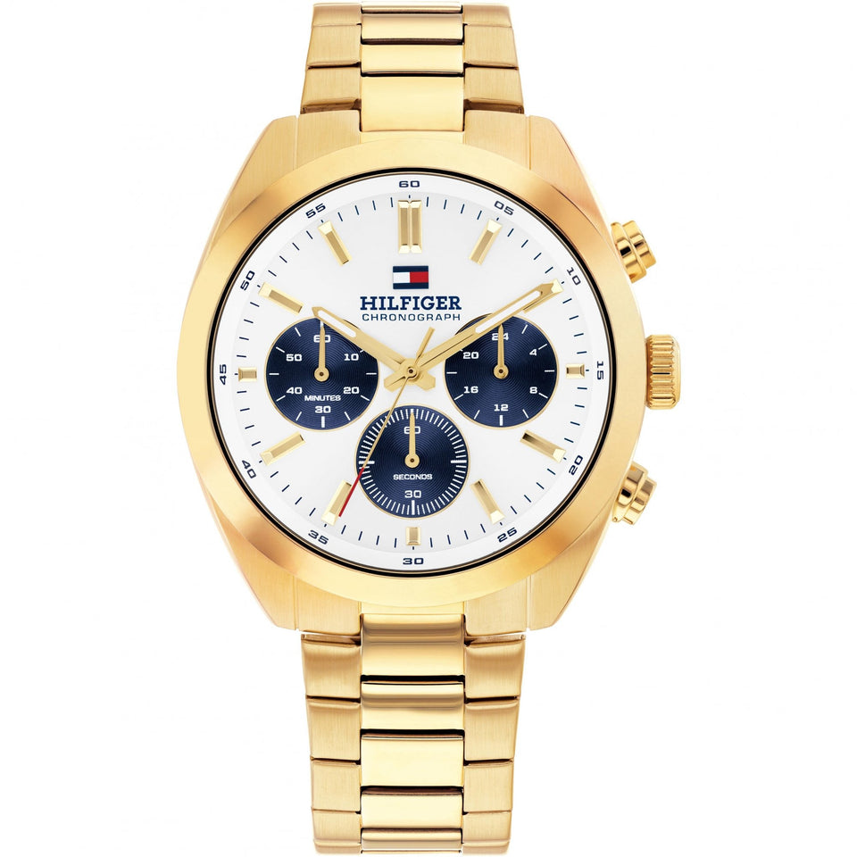 Tommy Hilfiger Men's Hudson White Dial Gold Toned Watch