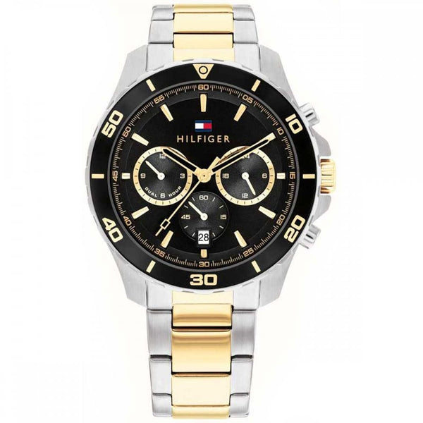 Tommy Hilfiger Men's Jordan 43mm Black Dial Two Tone Bracelet Watch