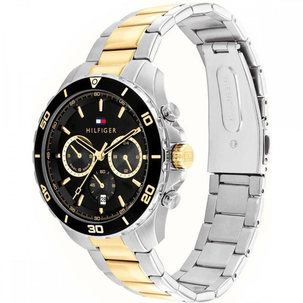 Tommy Hilfiger Men's Jordan 43mm Black Dial Two Tone Bracelet Watch
