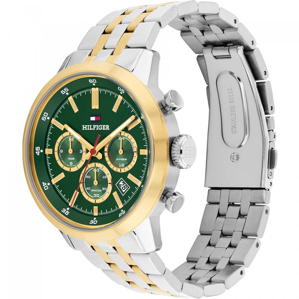 Tommy Hilfiger Men's Kent Green Dial Two Tone Bracelet Watch