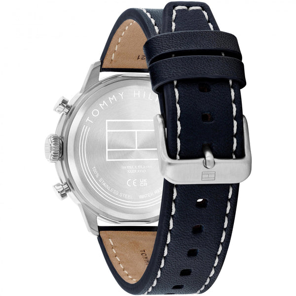 Tommy Hilfiger Men's Kent White Dial Blue Leather Strap Watch