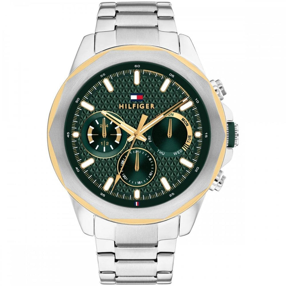 Tommy Hilfiger Men's Lars 46mm Green Dial Two Tone Watch
