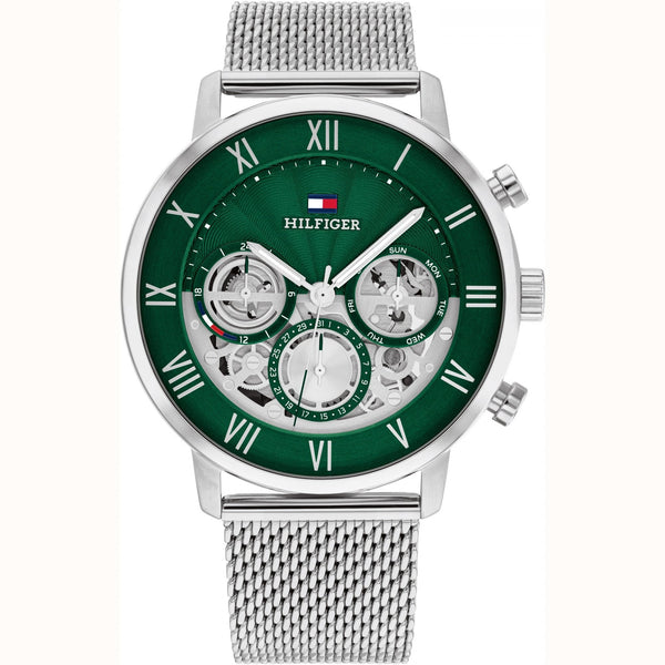 Tommy Hilfiger Men's Legend 44mm Green Dial Mesh Bracelet Watch