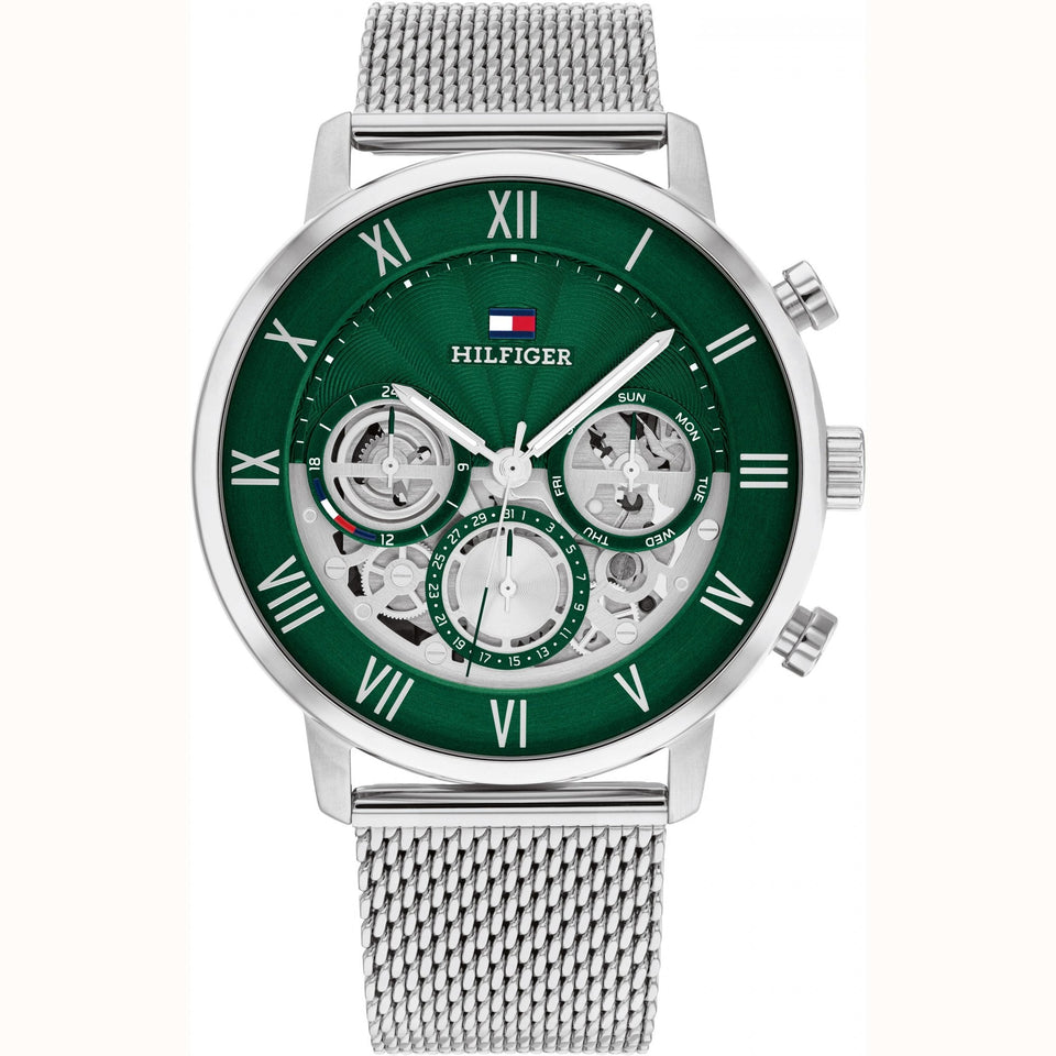 Tommy Hilfiger Men's Legend 44mm Green Dial Mesh Bracelet Watch
