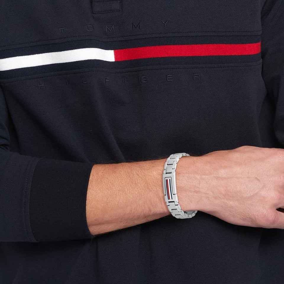 Tommy Hilfiger Men's Mason Logo Clasp Stainless Steel Linked Bracelet