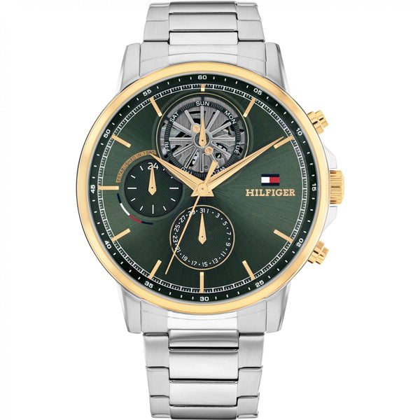 Tommy Hilfiger Men's Stewart Gold Plated Green Dial Bracelet Watch