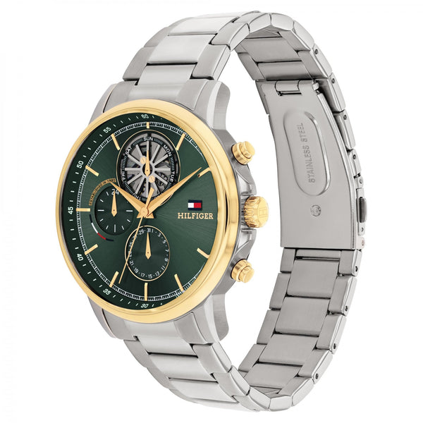 Tommy Hilfiger Men's Stewart Gold Plated Green Dial Bracelet Watch