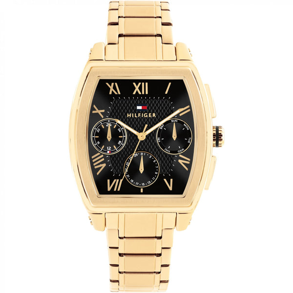 Tommy Hilfiger Men's TH-Oxford Black Dial Gold Plated Watch