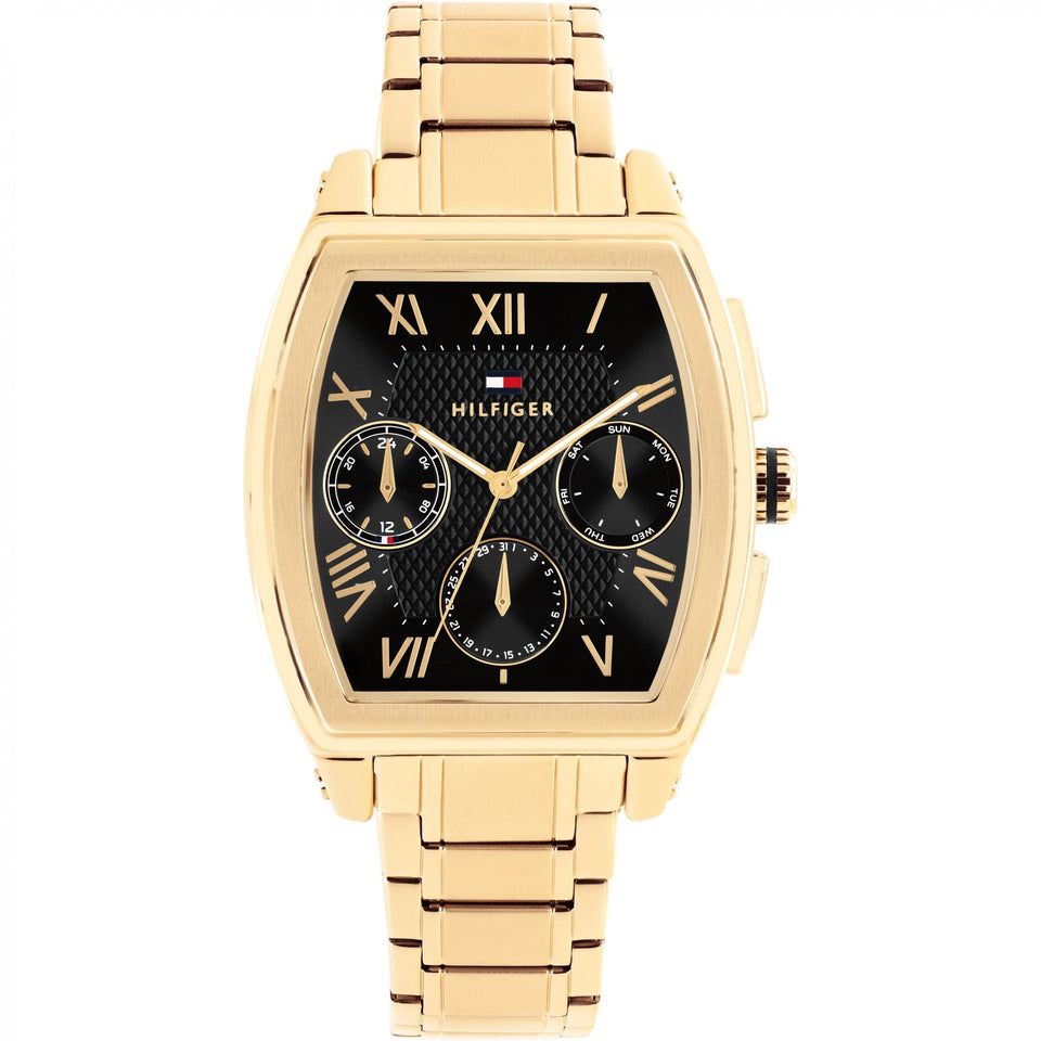 Tommy Hilfiger Men's TH-Oxford Black Dial Gold Plated Watch