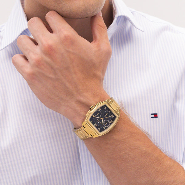 Tommy Hilfiger Men's TH-Oxford Black Dial Gold Plated Watch