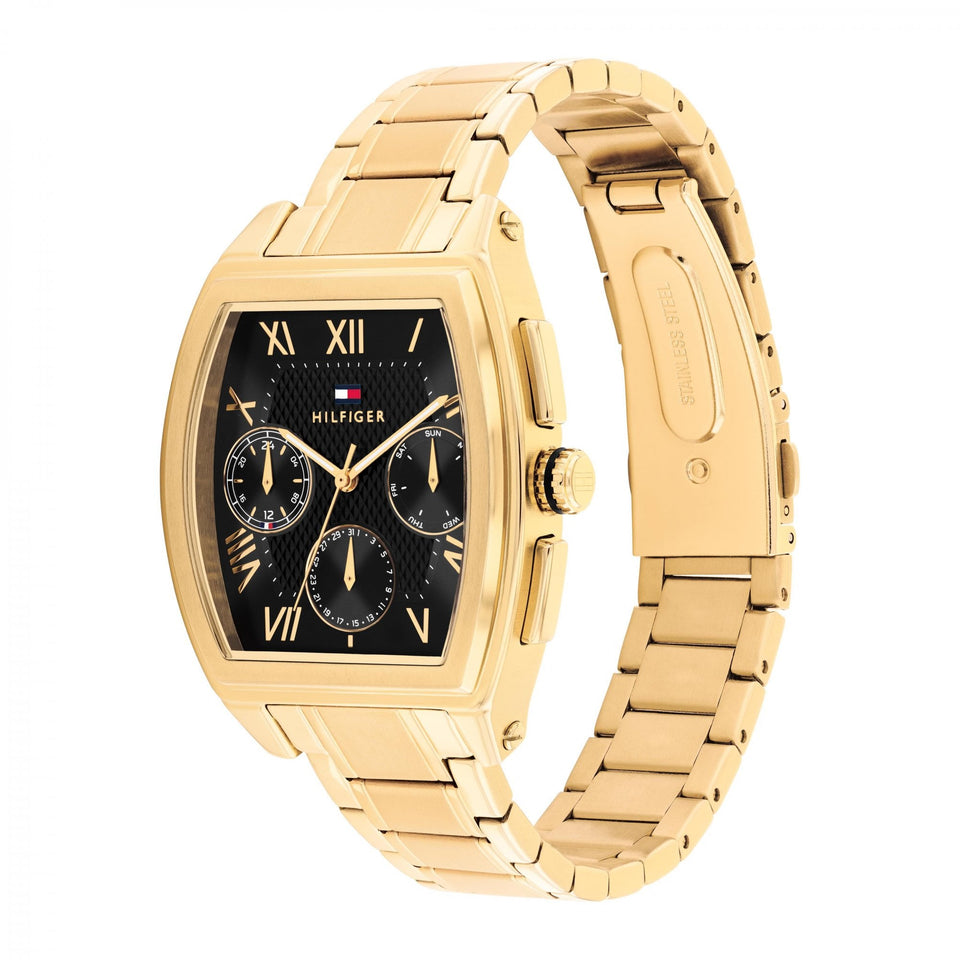 Tommy Hilfiger Men's TH-Oxford Black Dial Gold Plated Watch