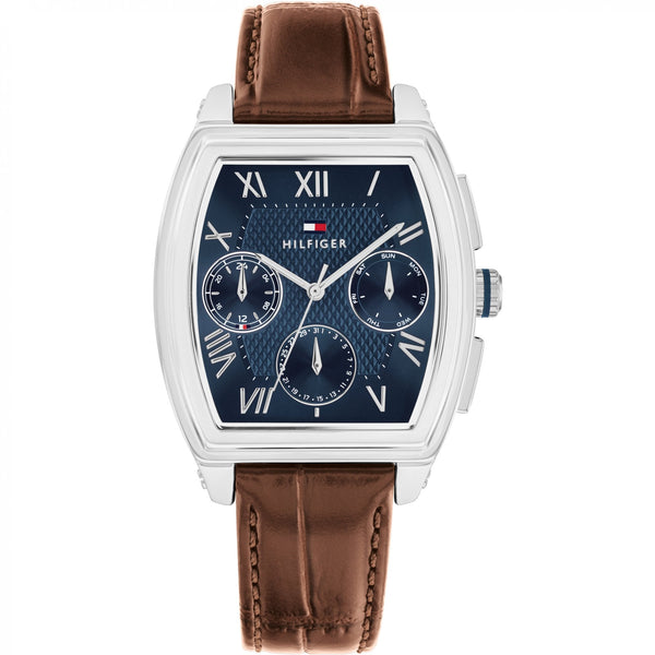 Tommy Hilfiger Men's TH-Oxford Blue Dial Brown Leather Strap Watch