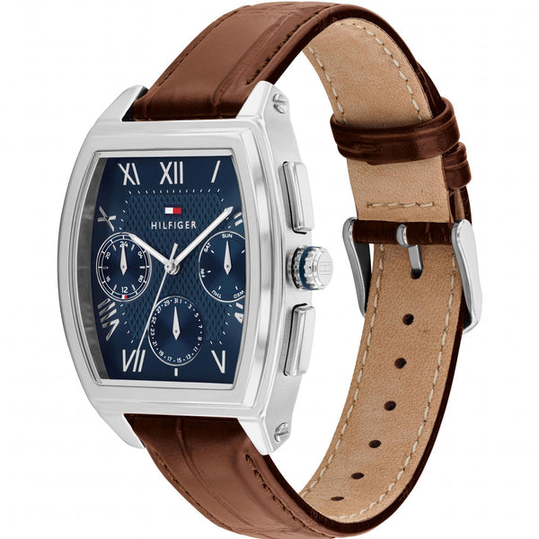 Tommy Hilfiger Men's TH-Oxford Blue Dial Brown Leather Strap Watch