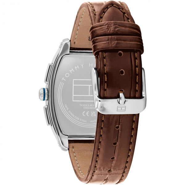 Tommy Hilfiger Men's TH-Oxford Blue Dial Brown Leather Strap Watch