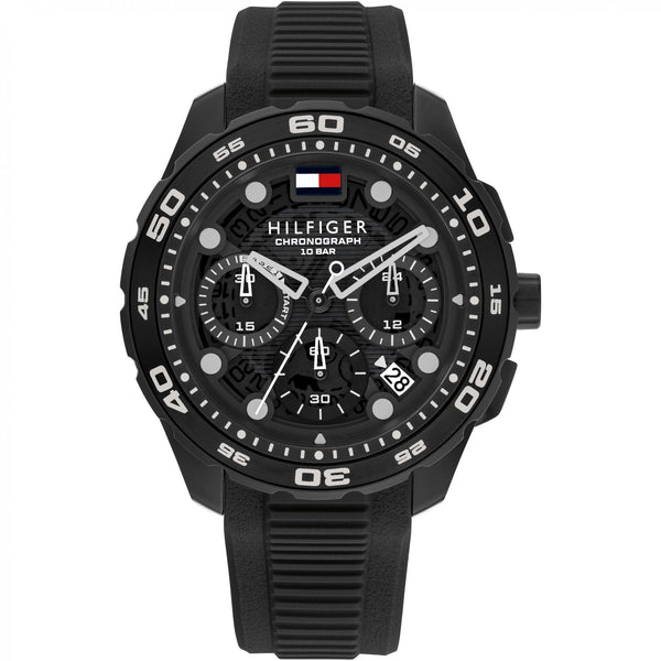 Tommy Hilfiger Men's TH-Regatta Black Dial Silicone Strap Watch