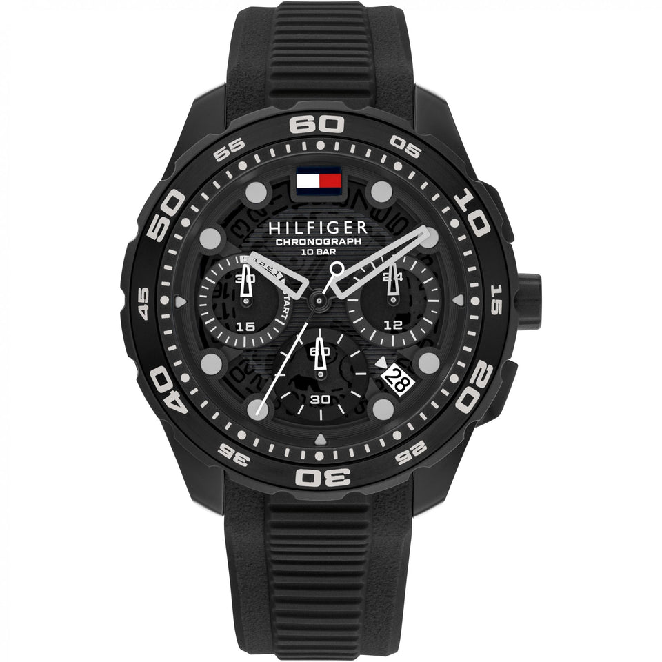 Tommy Hilfiger Men's TH-Regatta Black Dial Silicone Strap Watch