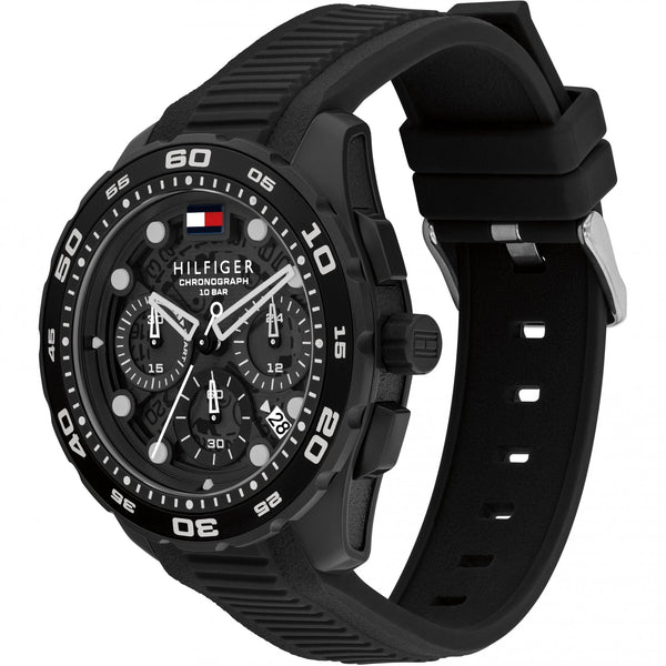 Tommy Hilfiger Men's TH-Regatta Black Dial Silicone Strap Watch