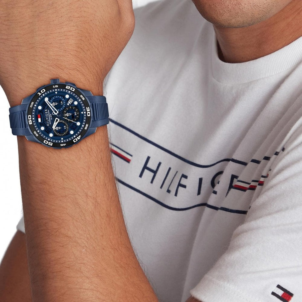 Tommy Hilfiger Men's TH-Regatta Blue Dial Silicone Strap Watch