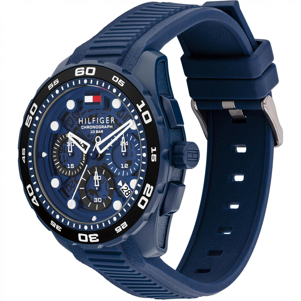 Tommy Hilfiger Men's TH-Regatta Blue Dial Silicone Strap Watch