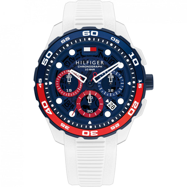 Tommy Hilfiger Men's TH-Regatta Blue Dial White Silicone Strap Watch