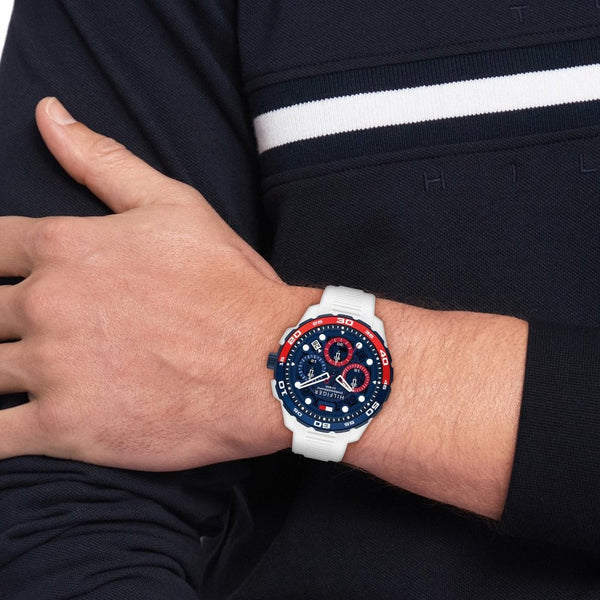 Tommy Hilfiger Men's TH-Regatta Blue Dial White Silicone Strap Watch