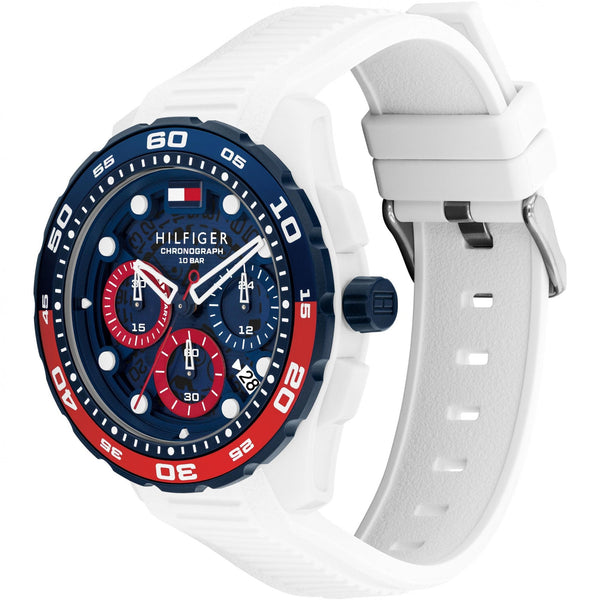 Tommy Hilfiger Men's TH-Regatta Blue Dial White Silicone Strap Watch