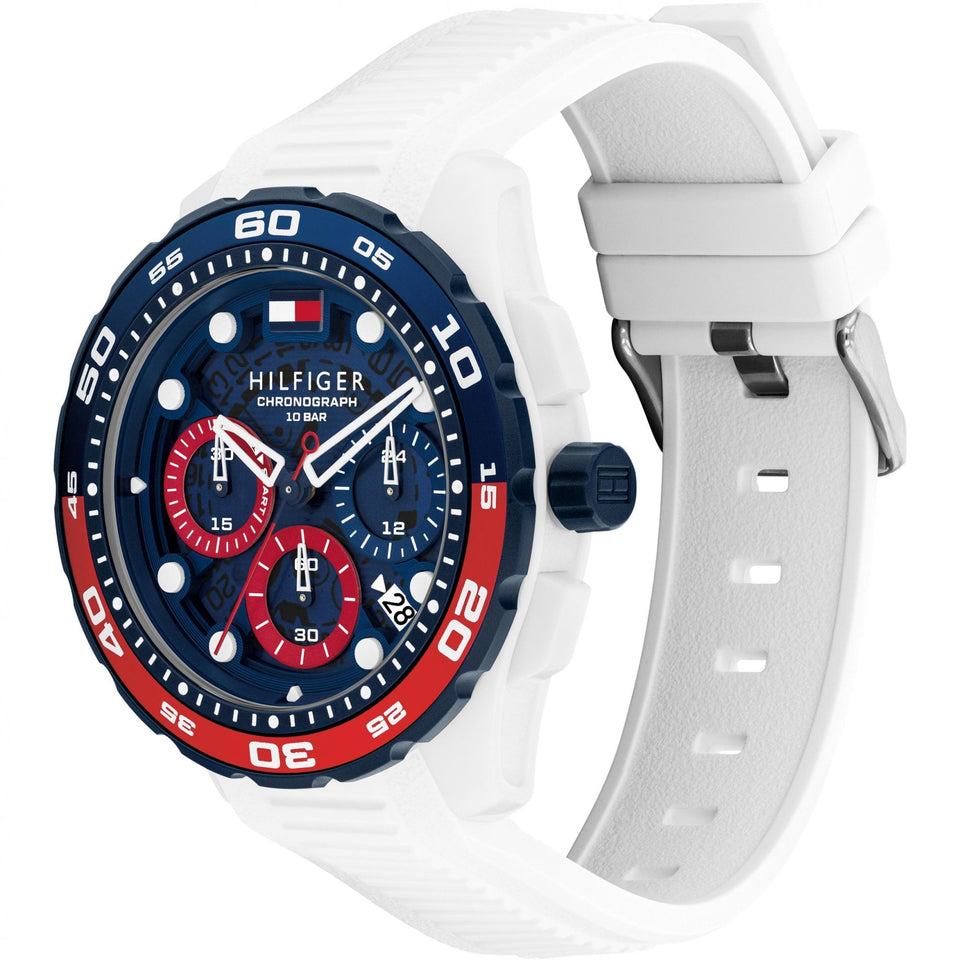 Tommy Hilfiger Men's TH-Regatta Blue Dial White Silicone Strap Watch