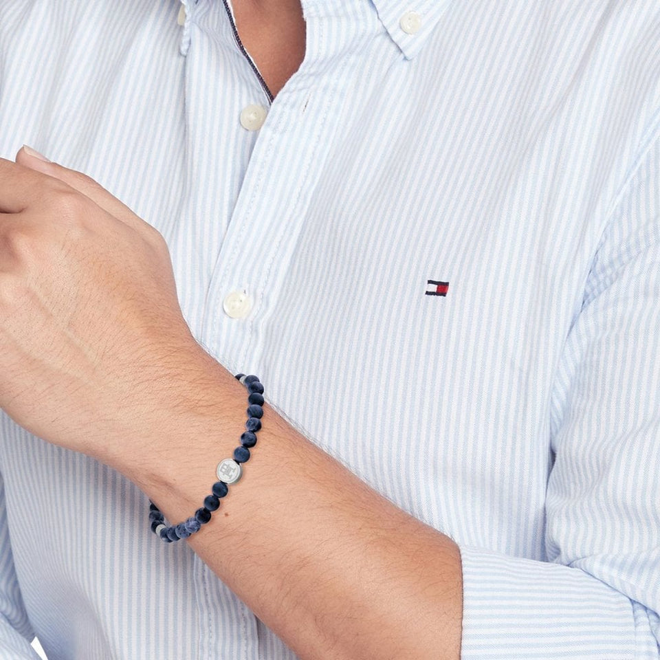 Tommy Hilfiger Men's TH85 Blue Lapis Beaded Bracelet
